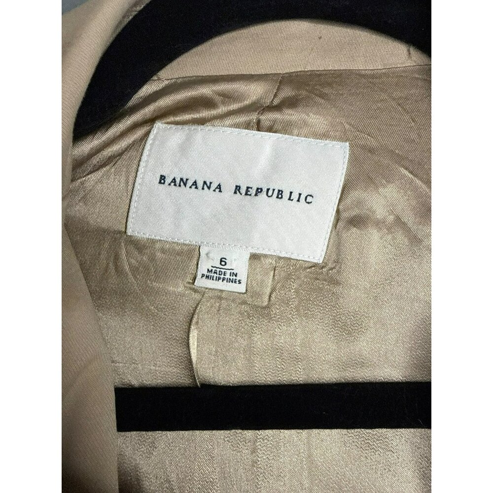 VTG Y2K Banana Republic Women's 6 Tan Two Button Twill Collared Blazer - Picture 3 of 8